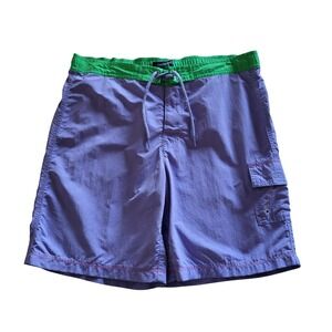 Land's End Girls Board Shorts 14 Plus 14+ Purple Green EUC